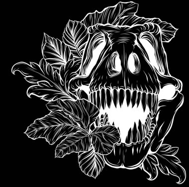 Siyah beyaz çizgili dinozor kafası