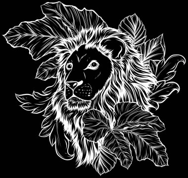 Aslan başı çizim çizim vektörü