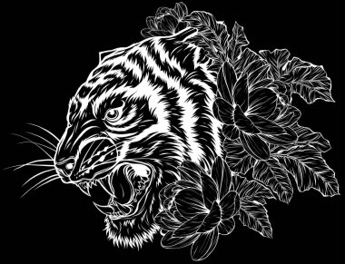 Kaplan başı silueti, vektör çizimi