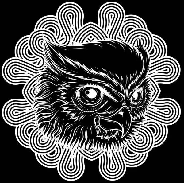 概要のベクトル図フクロウ頭 — ストックベクタ