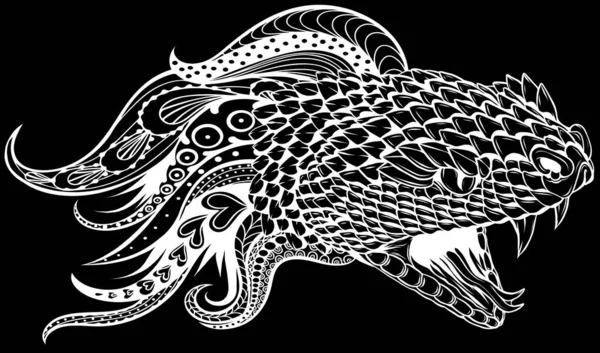 Tête Serpent Noir Blanc — Image vectorielle