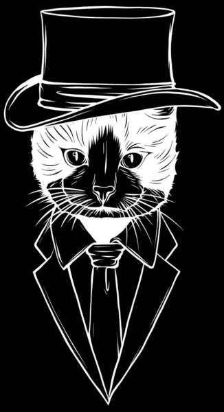 Černá Silueta Kočky Vektorová Ilustrace — Stockový vektor
