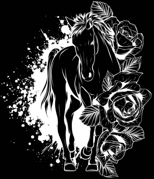 Illustration Des Pferdes Umrissen — Stockvektor