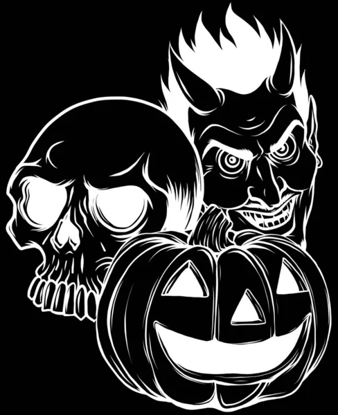 Halloween Pumpkin Vector Illustration Thin Line Art Icon White Background — Stockvektor