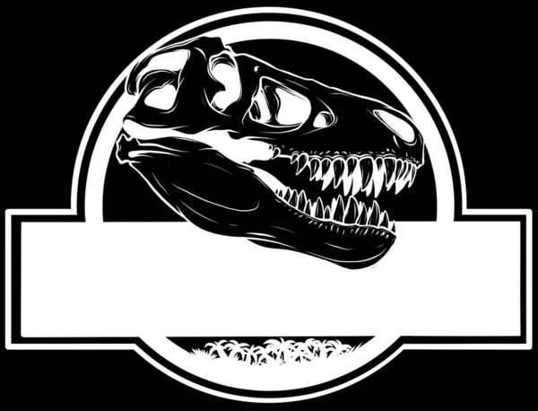 Голова Динозавра Черно Белом Цвете — стоковый вектор
