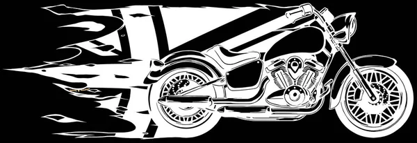 Motosikletin Siyah Beyaz Çizimi — Stok Vektör