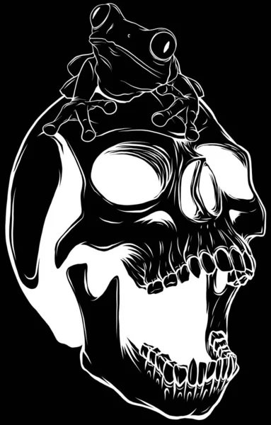 Outline Vector Skull Black — Stock Vector