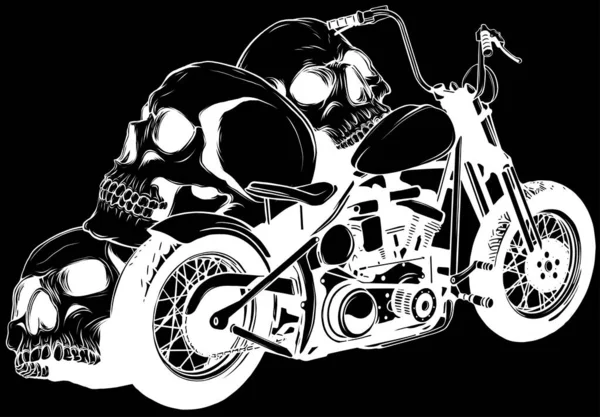 Vektorová Ilustrace Motocyklu Černobílé — Stockový vektor