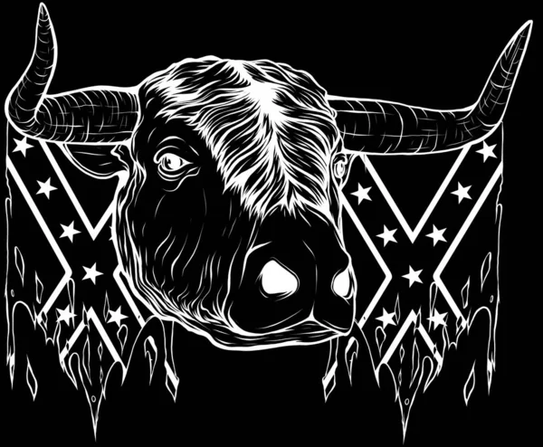 stock vector black and white of cow head