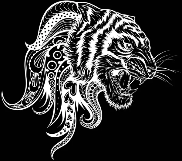 Силуэт Головы Тигра Векторная Иллюстрация — стоковый вектор