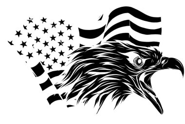 Kartal başlı logo, Amerikan bayrağı, basit illüstrasyon, maskot