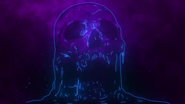 Animação Crânio Estilo Neon — Vídeo de Stock