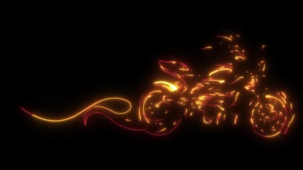 霓虹灯风格的烈焰摩托车 — 图库视频影像