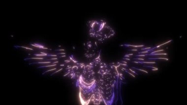 Kanat ve tacı olan melek iskeletinin video animasyonu