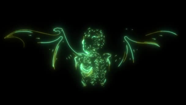 Video Animation Human Skeleton Bat Wings — Vídeo de Stock