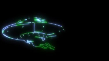 UFO video animasyonu, uçan daire simgesi.