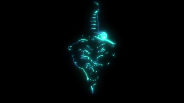 Video Animation Black Panther Head Sharp Sword — стоковое видео