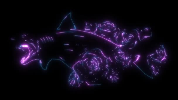 Відео Анімація Акули Трояндовою Квіткою — стокове відео