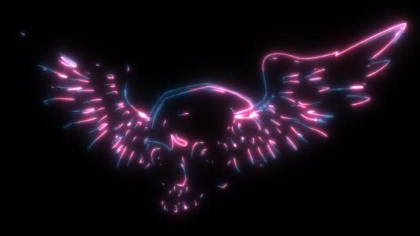 翼を持つ頭蓋骨のビデオアニメーション — ストック動画