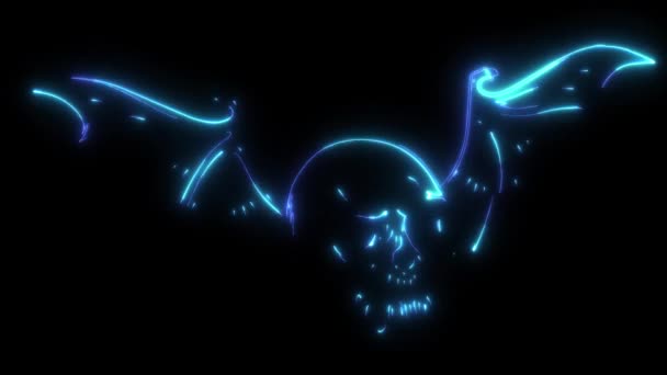 Video Animation Skull Bat Wing — Vídeo de Stock