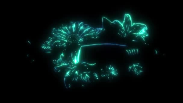 Video Animation Shark Outline Flowers Leaves — Αρχείο Βίντεο