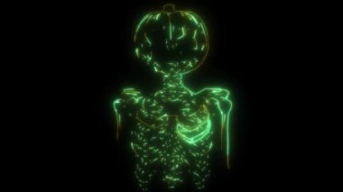 İnsan iskeletinin üzerinde balkabağının video animasyonu