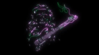 gitarlı heavy metal kafatası animasyonu