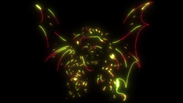 Animație Video Liliacului Craniu Înaripat Sau Aripilor Dragonului — Videoclip de stoc
