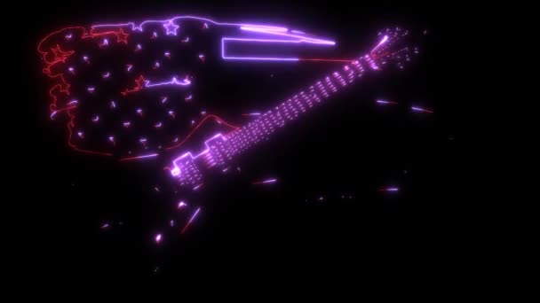 Video Animation Guitar American Flag — Stockvideo