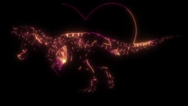 Animation Vidéo Squelette Dinosaure Tyrannosaure Avec Coeur — Video
