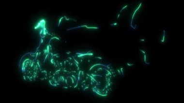 Japon motorcuların yükselen güneş bayrağıyla motosiklet sürüşünün video animasyonu