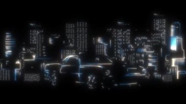 Grunge City geçmişi olan eski bir yarış arabasının video animasyonu