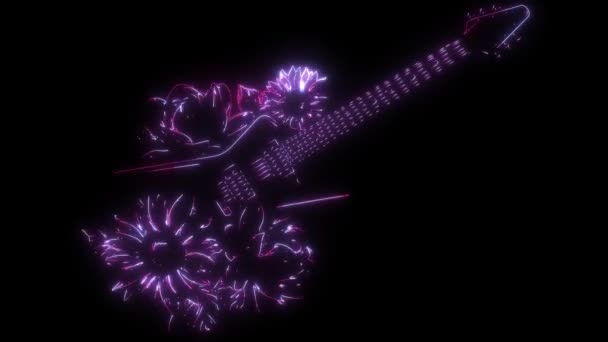 Animație Video Chitară Electrică Flori — Videoclip de stoc