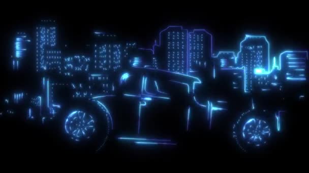 Videoanimation Von Hot Rod Auto Mit Stadt Hintergrund — Stockvideo
