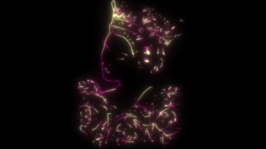 Güllerle taç giymiş güzel bir kadının video animasyonu