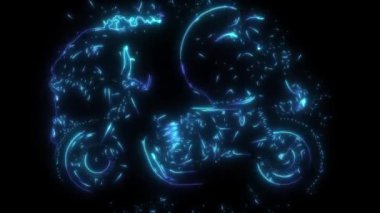 Kafatası ile özel bisiklet yarışçısı motorsikleti animasyonu