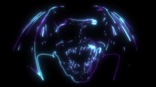 Video Animation Rex Dinosaur Skull Bat Wings Sunglasses — Vídeos de Stock