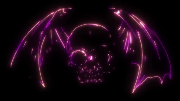 Video Animation Winged Skull Bat Dragon Wings — Vídeo de Stock