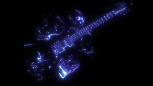 Video Animación Guitarra Con Calaveras — Vídeos de Stock