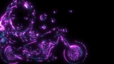 Güller ve motosikletle baş kızın dijital animasyon lazeri.