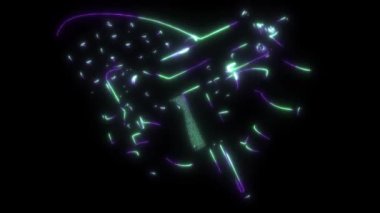 Ameika bayraklı Uzi silahlarının dijital animasyon lazeri