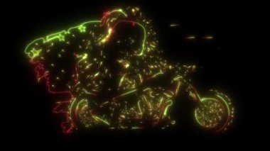 Amerikan kızı ve motosikletinin dijital animasyon lazeri