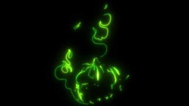 Korkunç Alevli Cadılar Bayramı Balkabağının dijital animasyon lazeri