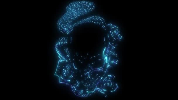 Láser Animación Digital Cráneo Rosas Serpiente — Vídeos de Stock