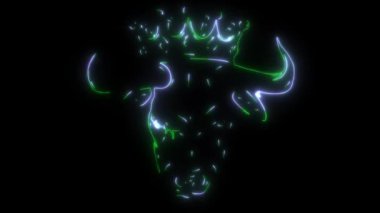 Dijital animasyon lazeri. Taçlı bir boğanın kafası.