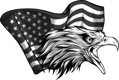 Kartal başlı logo, Amerikan bayrağı, basit illüstrasyon, maskot