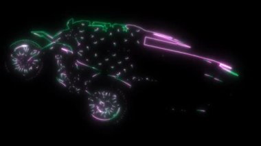 Çapraz motosiklet ya da motosikletin dijital animasyon lazeri