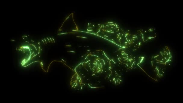 Ψηφιακό Animation Laser Καρχαρία Παιώνιες Λουλούδια — Αρχείο Βίντεο