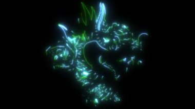Çin ejderhası kafasının dijital animasyon lazeri