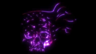 Amerikan bayrağıyla kafatasının dijital animasyon lazeri